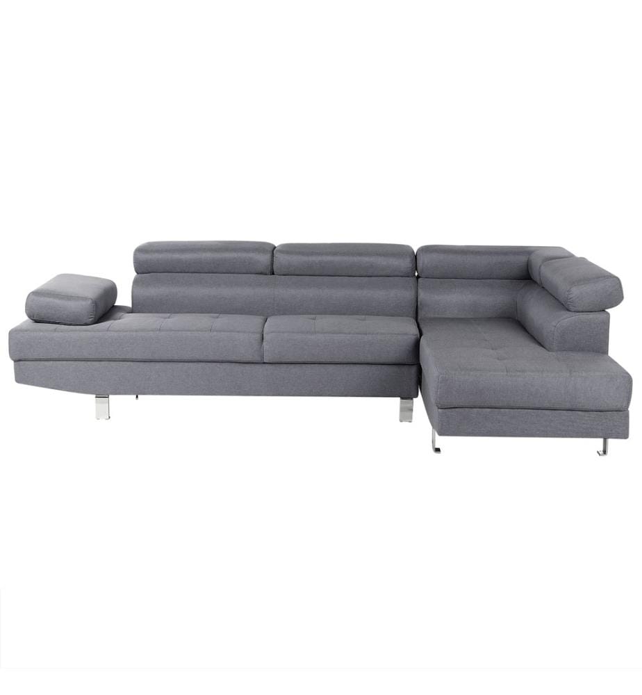 Ecksofa 5-Sitzer NORREA Stoff Grau linksseitig
