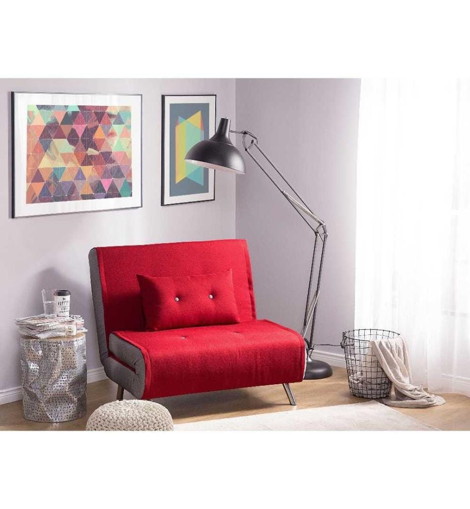 Single Sofa Bed FARRIS Fabric Red