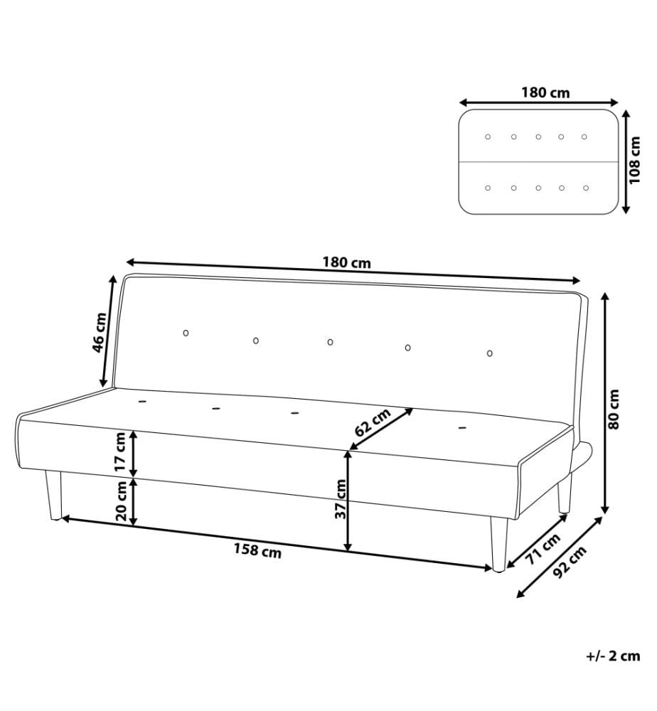 Sofa Bed 3 Seater VISBY Fabric Light Grey