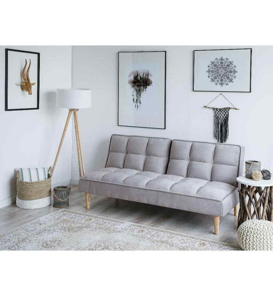 Schlafsofa 3-Sitzer SILJAN Stoff Hellgrau Grau