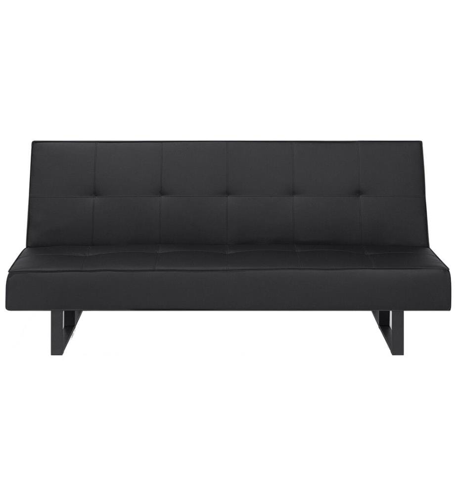 Sofa Schwarz Kunstleder 3-Sitzer Klassisch Wohnzimmer