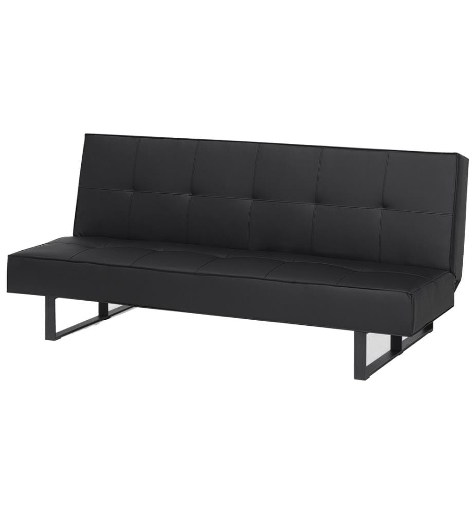Sofa Schwarz Kunstleder 3-Sitzer Klassisch Wohnzimmer