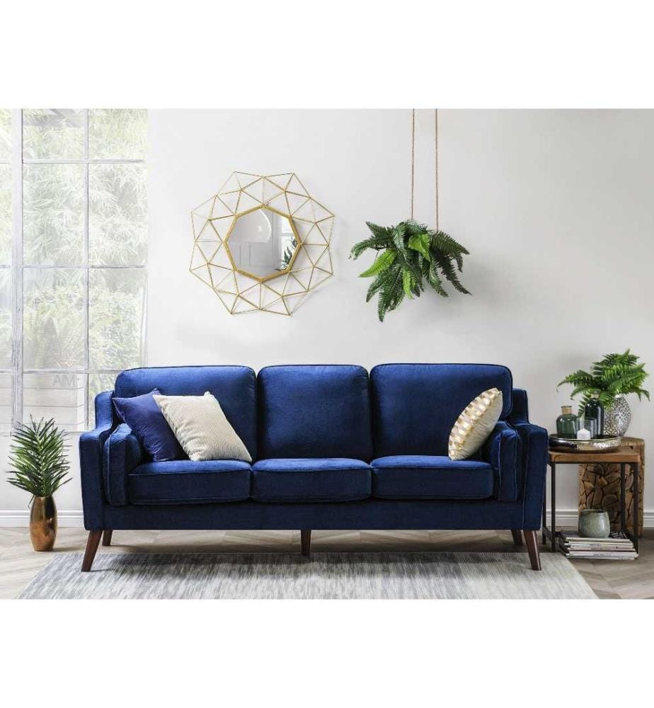 Sofa 3-Sitzer LOKKA Samtstoff Marineblau