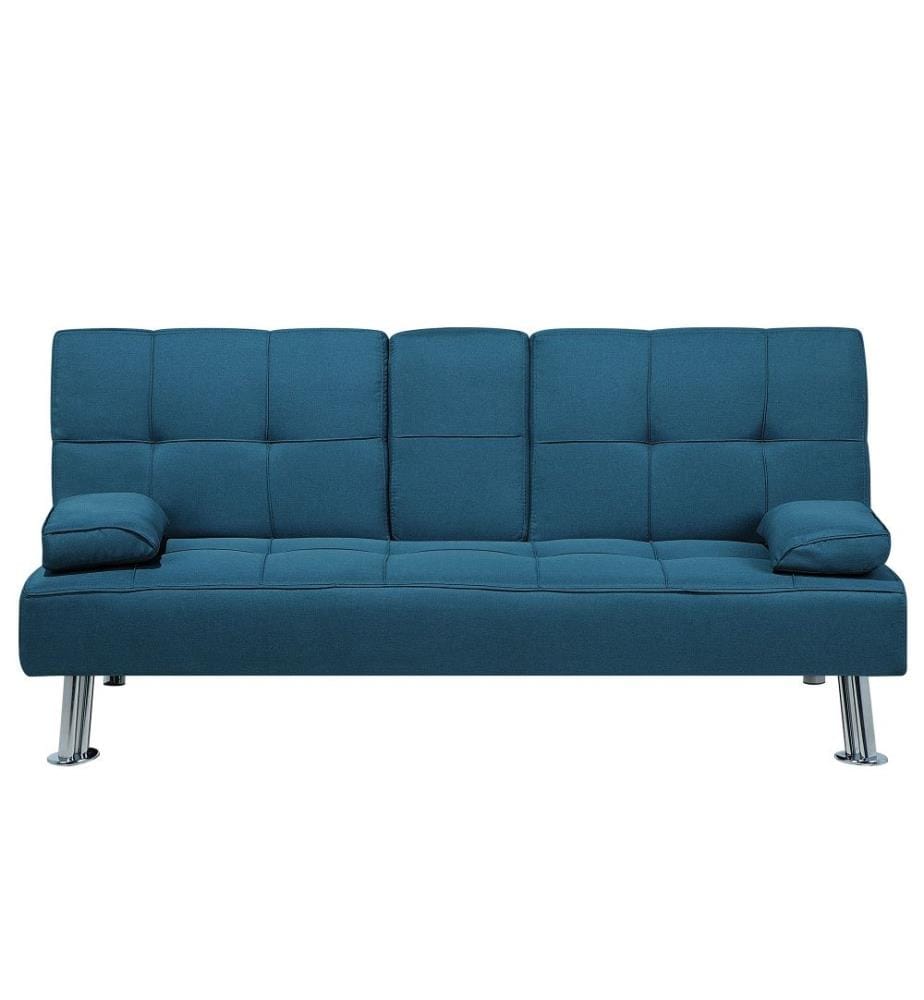 Sofa Blau Polsterbezug 3-Sitzer Schlaffunktion Modern Minimalistisch Wohnzimmer