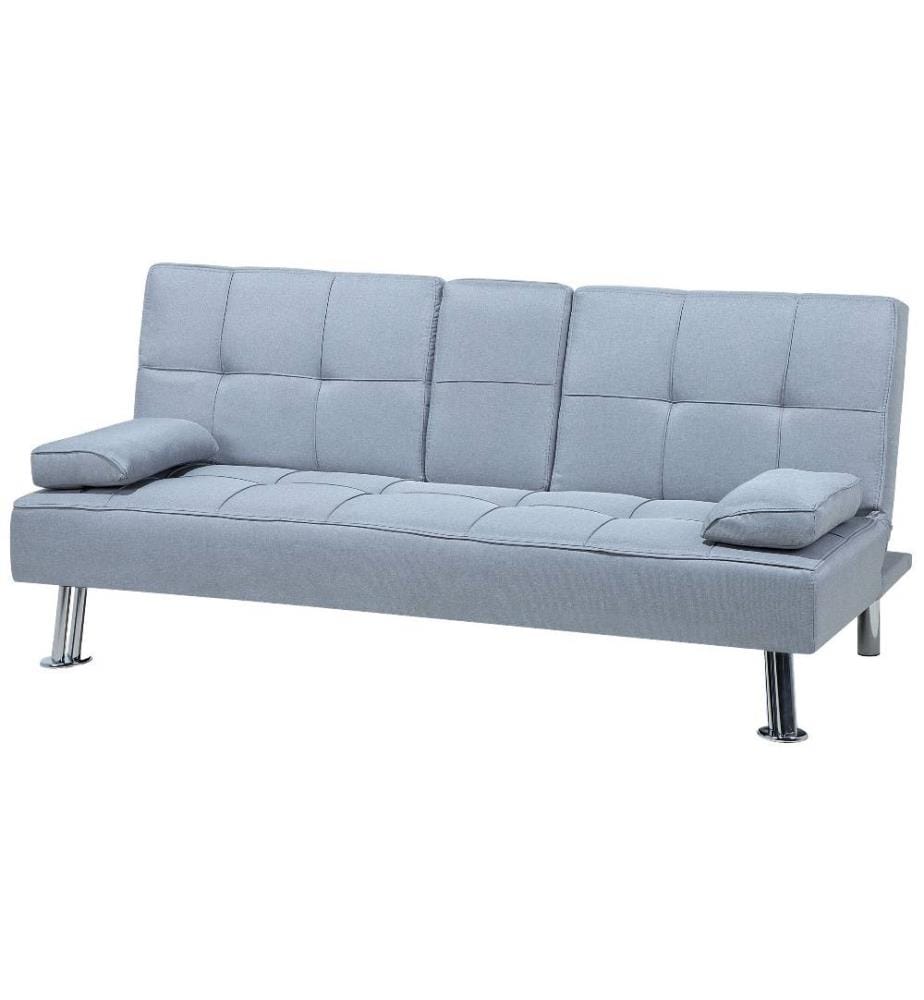 Schlafsofa 3-Sitzer ROXEN Stoff Hellgrau