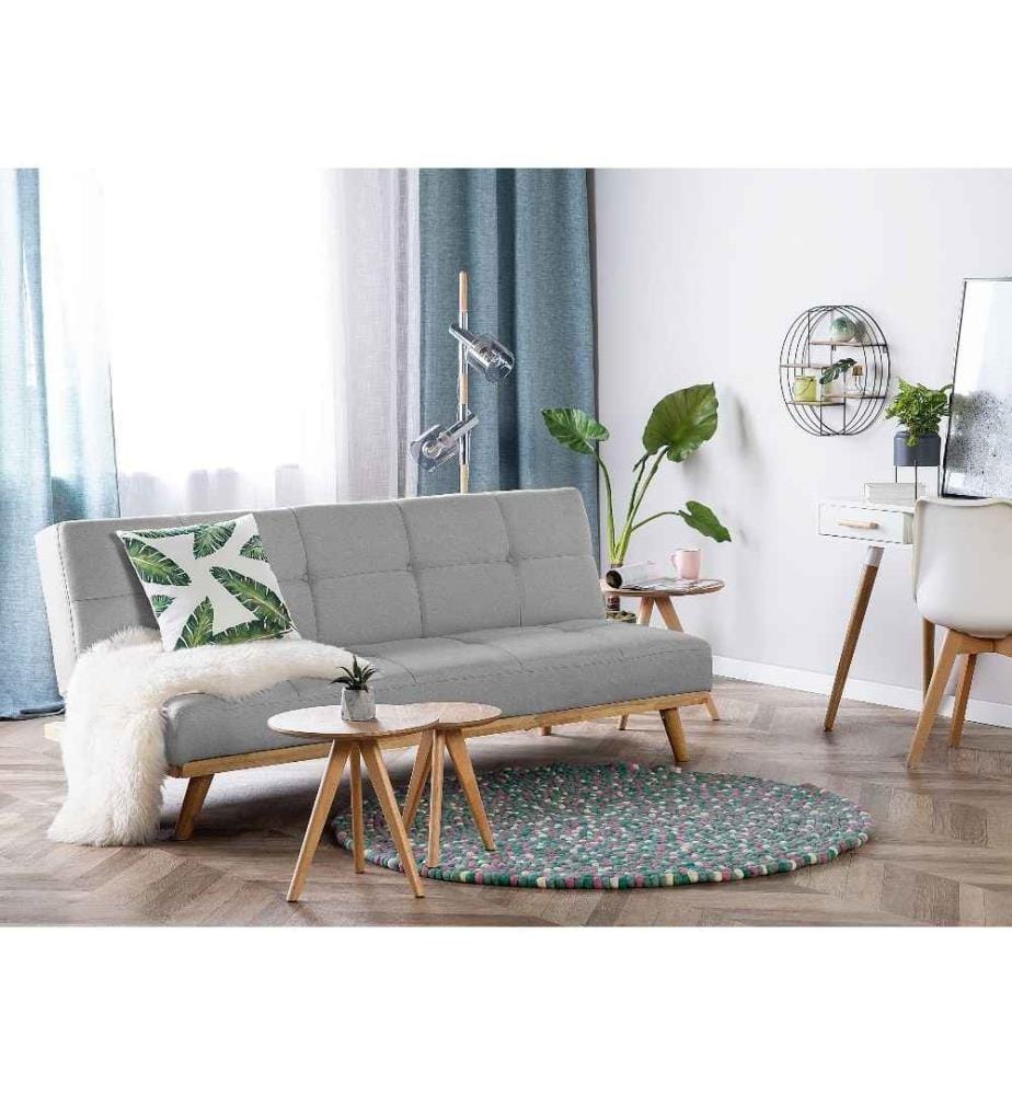 Schlafsofa 3-Sitzer FROYA Stoff Hellgrau