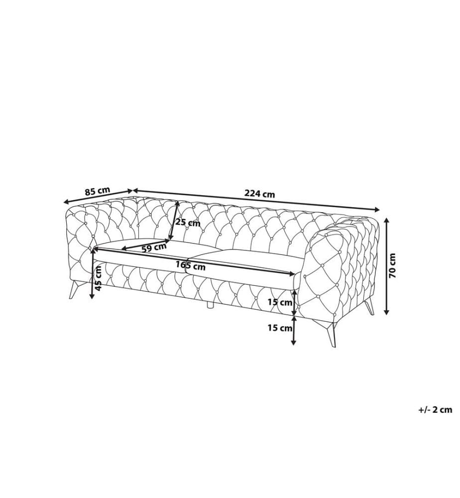 Sofa 3-Sitzer SOTRA Samtstoff Schwarz