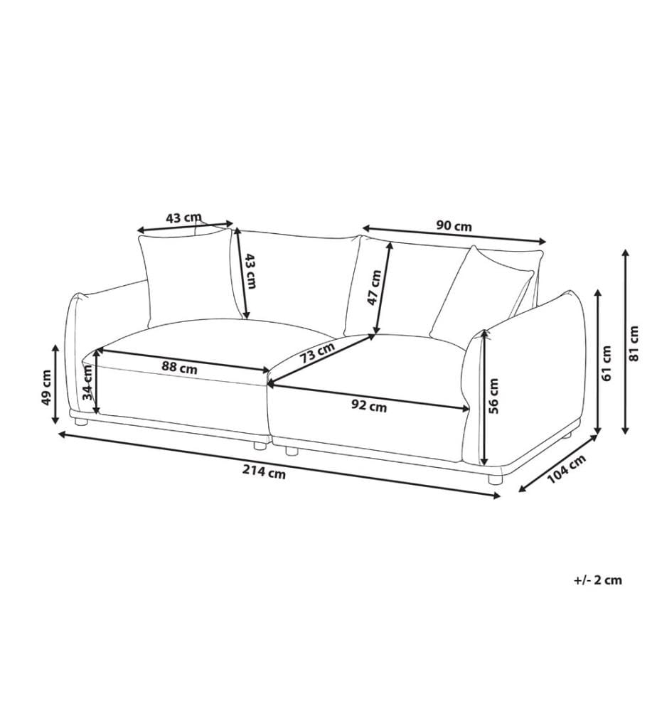 Sofa 3-Sitzer JUBEK Stoff Beige