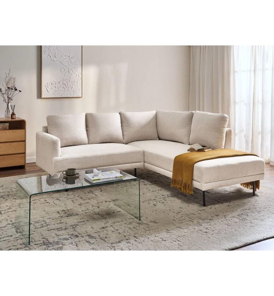 Ecksofa 4-Sitzer BREDA Stoff Hellbeige linksseitig