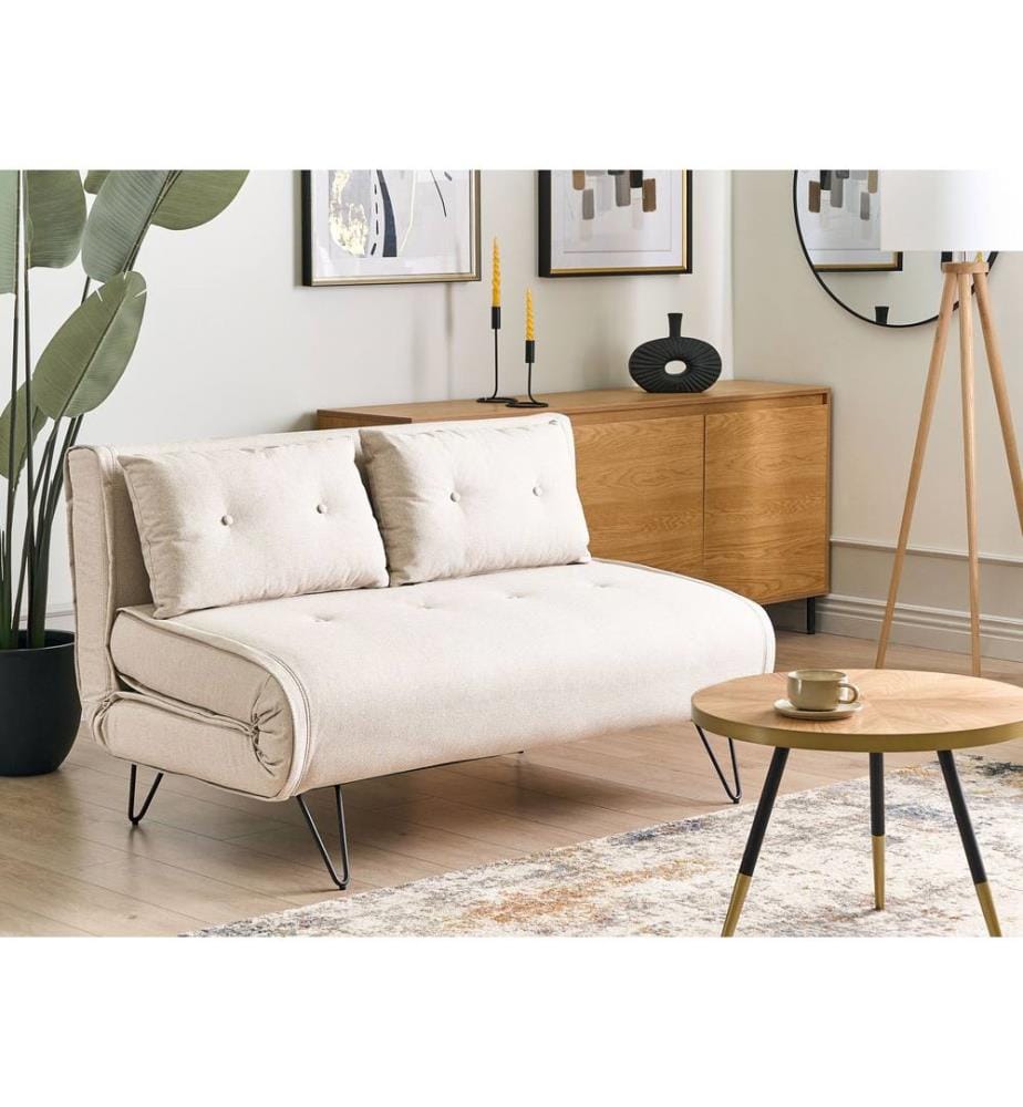 Schlafsofa 2-Sitzer VESTFOLD Stoff Hellbeige
