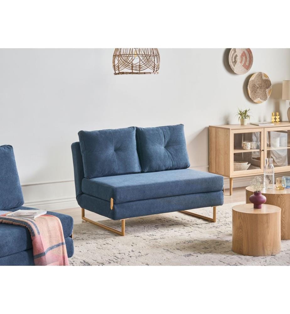 Schlafsofa 2-Sitzer JERSLEV Stoff Blau