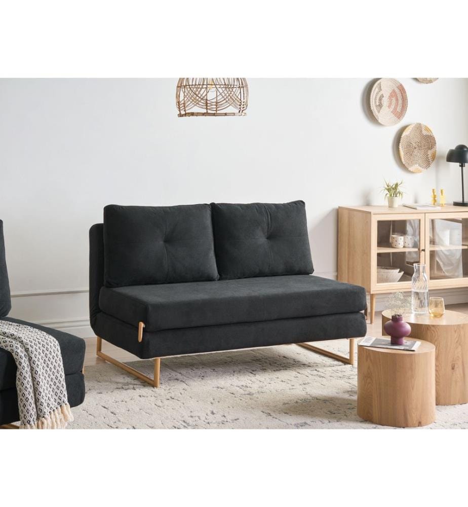 Schlafsofa 3-Sitzer JERSLEV Stoff Schwarz