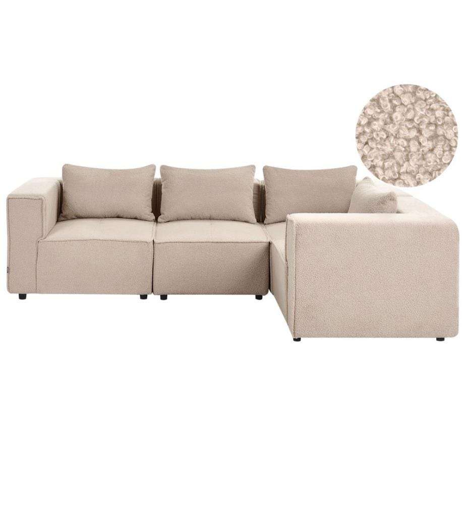 AXEBO 4-Sitzer Modul Ecksofa linksseitig Beige Bouclé