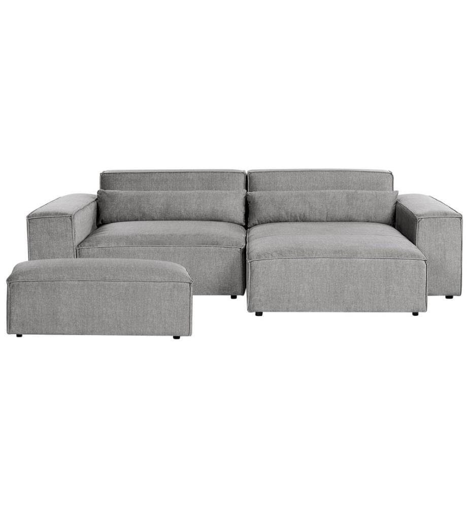 HELLNAR 3-Sitzer Modul Ecksofa linksseitig Grau Stoff mit Ottomane
