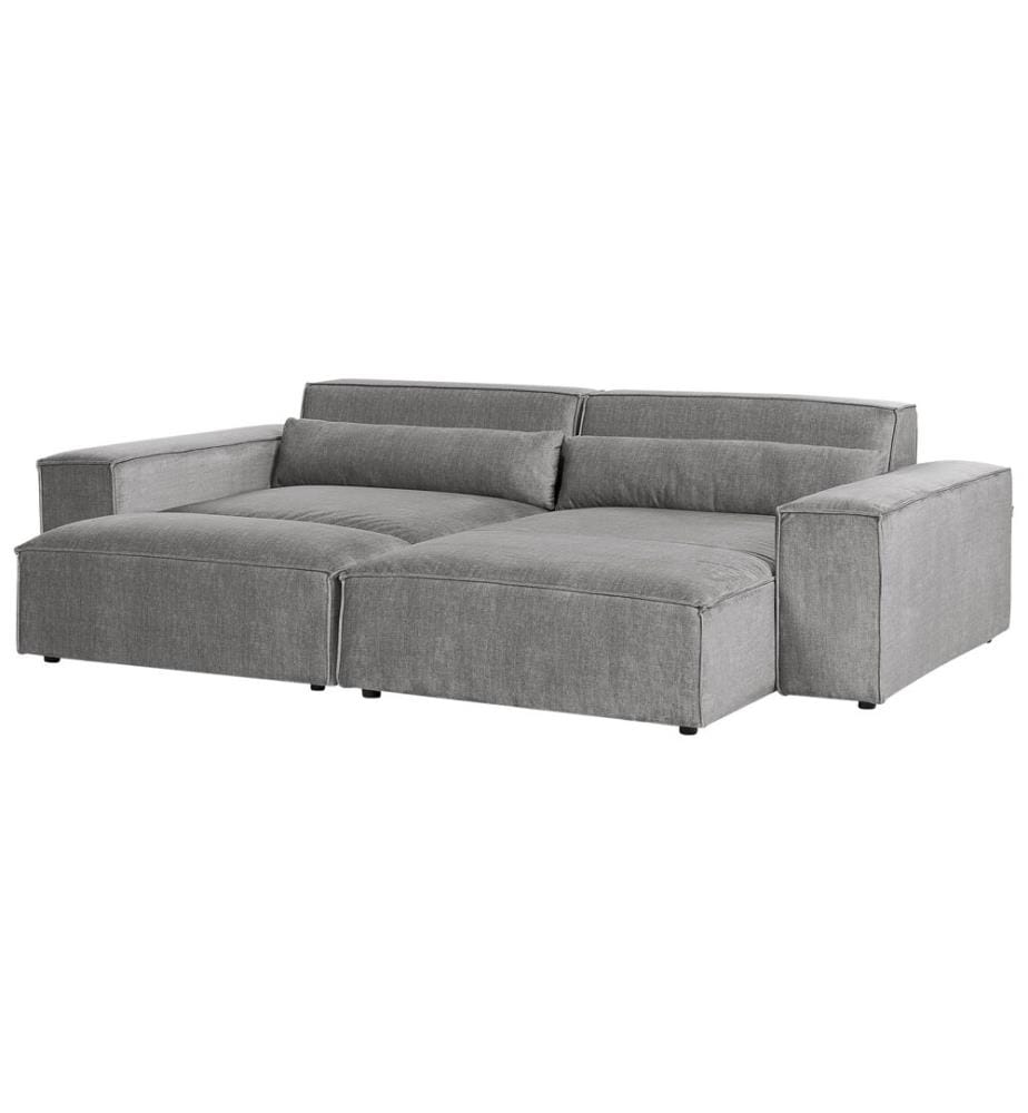 HELLNAR 3-Sitzer Modul Ecksofa linksseitig Grau Stoff mit Ottomane