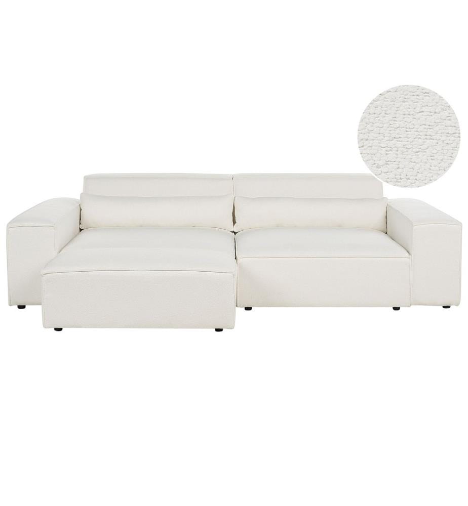 HELLNAR 3 places Canapé modulable Blanc cassé Bouclé avec ottoman