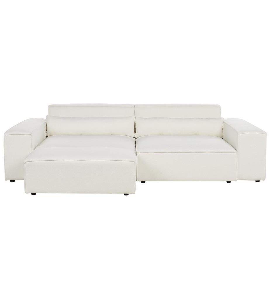 HELLNAR 3 places Canapé modulable Blanc cassé Bouclé avec ottoman