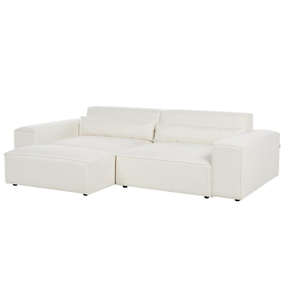 HELLNAR 3 places Canapé modulable Blanc cassé Bouclé avec ottoman
