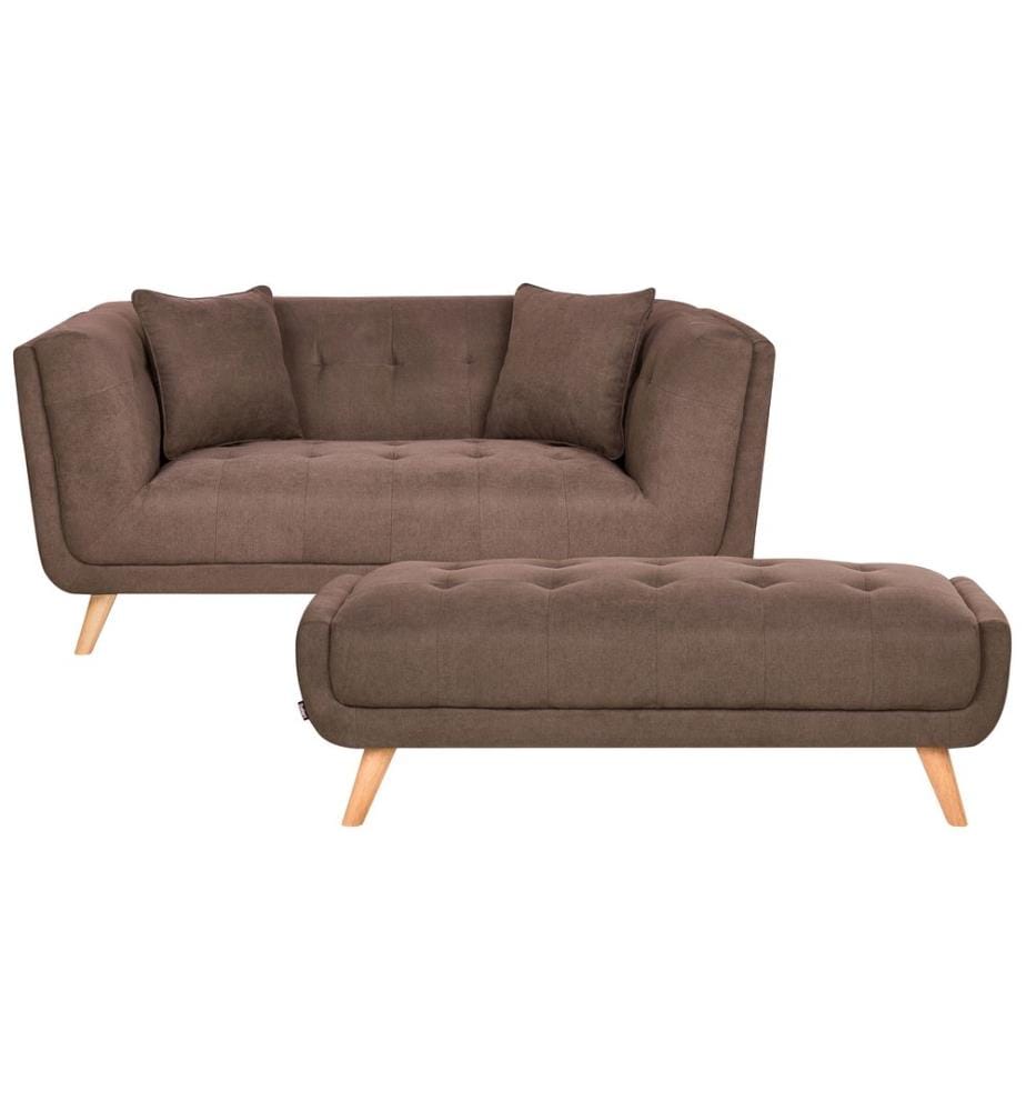 Sofa 2-Sitzer HABO Stoff Dunkelbraun mit Ottomane