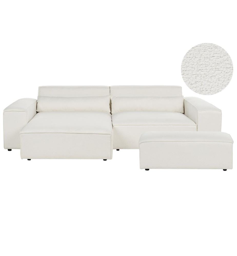 HELLNAR 3-Sitzer Modul Ecksofa rechtsseitig Cremeweiss Bouclé mit Ottomane