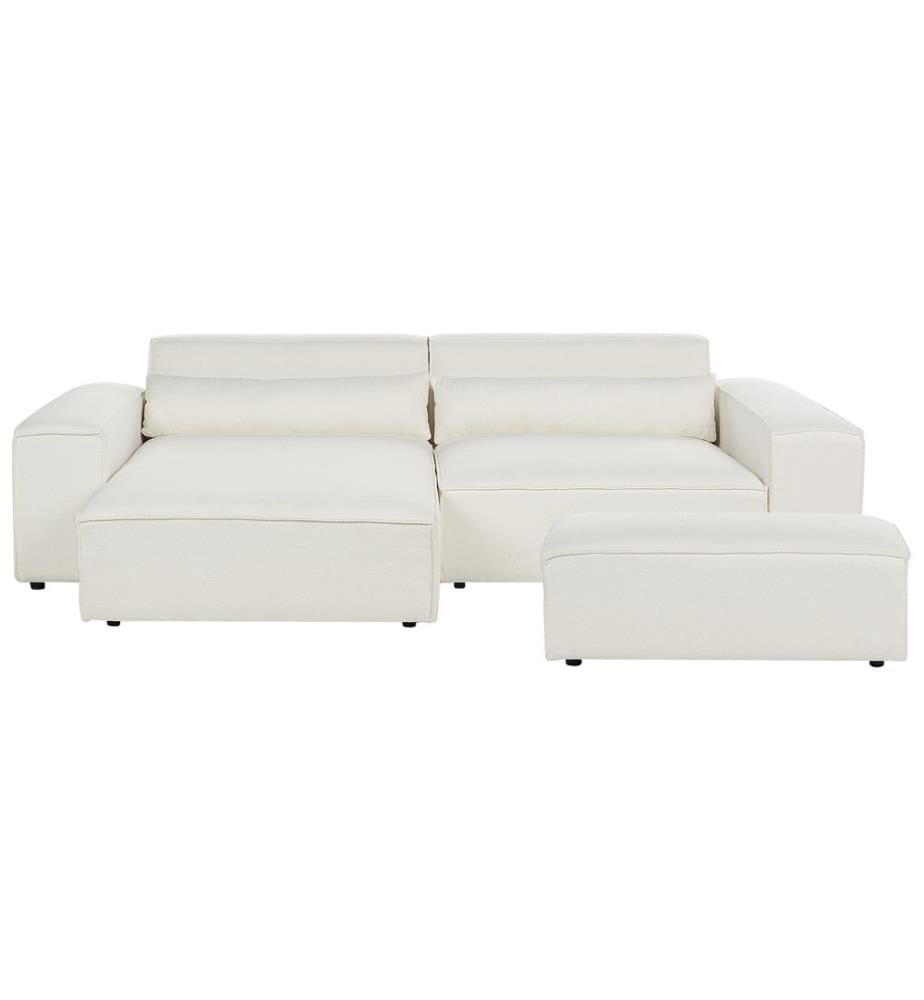 HELLNAR 3-Sitzer Modul Ecksofa rechtsseitig Cremeweiss Bouclé mit Ottomane
