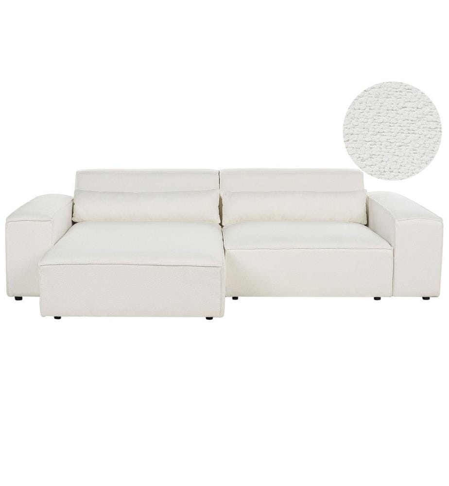 HELLNAR 3 places Canapé d'angle modulable Côté droit Blanc cassé Bouclé