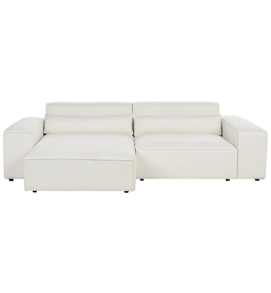 HELLNAR 3 places Canapé d'angle modulable Côté droit Blanc cassé Bouclé