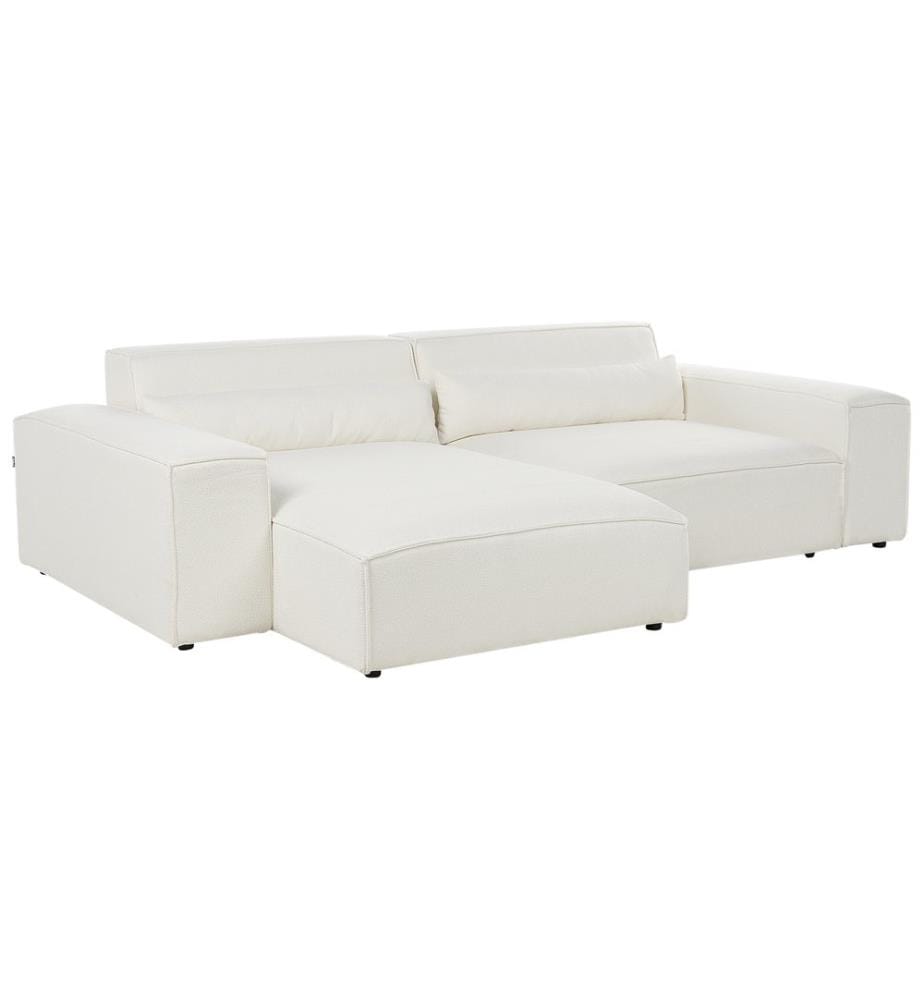 HELLNAR 3 places Canapé d'angle modulable Côté droit Blanc cassé Bouclé