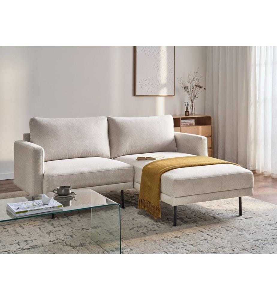 Canapé d'angle 2 places BREDA Tissu Beige clair Côté gauche