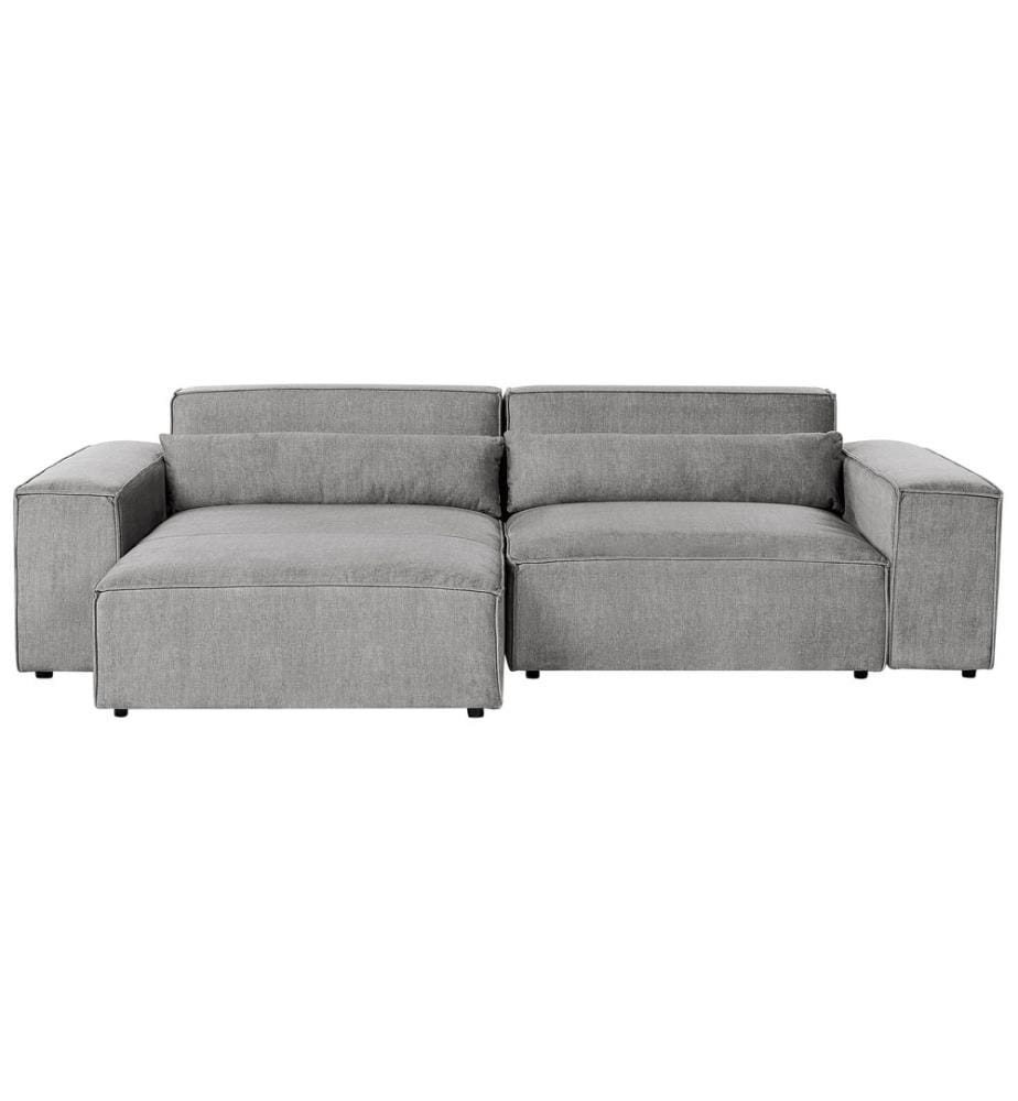 HELLNAR 3 places Canapé d'angle modulable Côté droit Gris Tissu