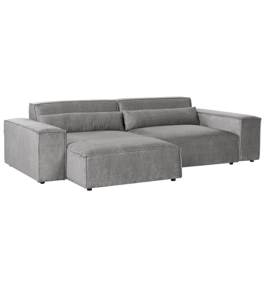 HELLNAR 3 places Canapé d'angle modulable Côté droit Gris Tissu