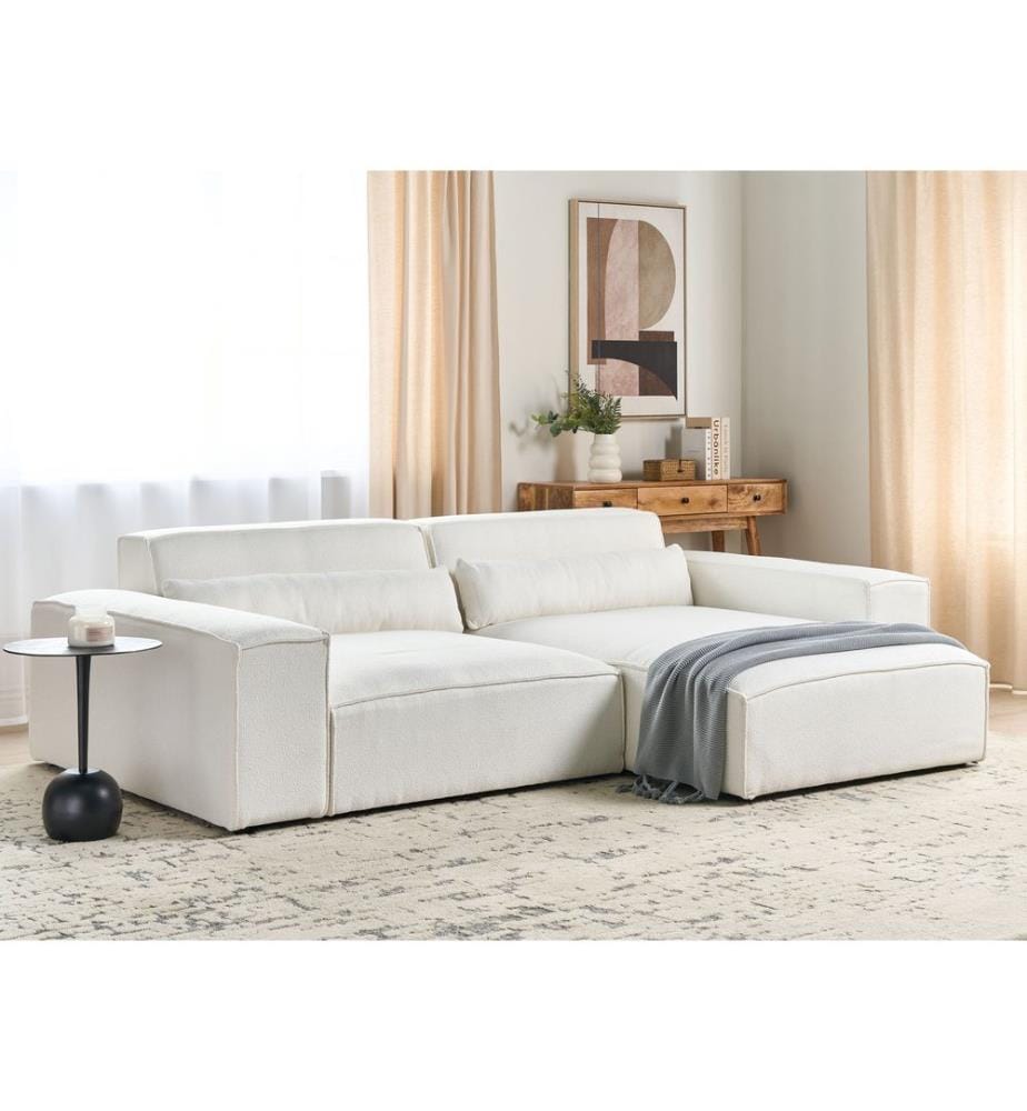 HELLNAR 3-Sitzer Modul Ecksofa linksseitig Cremeweiss Bouclé