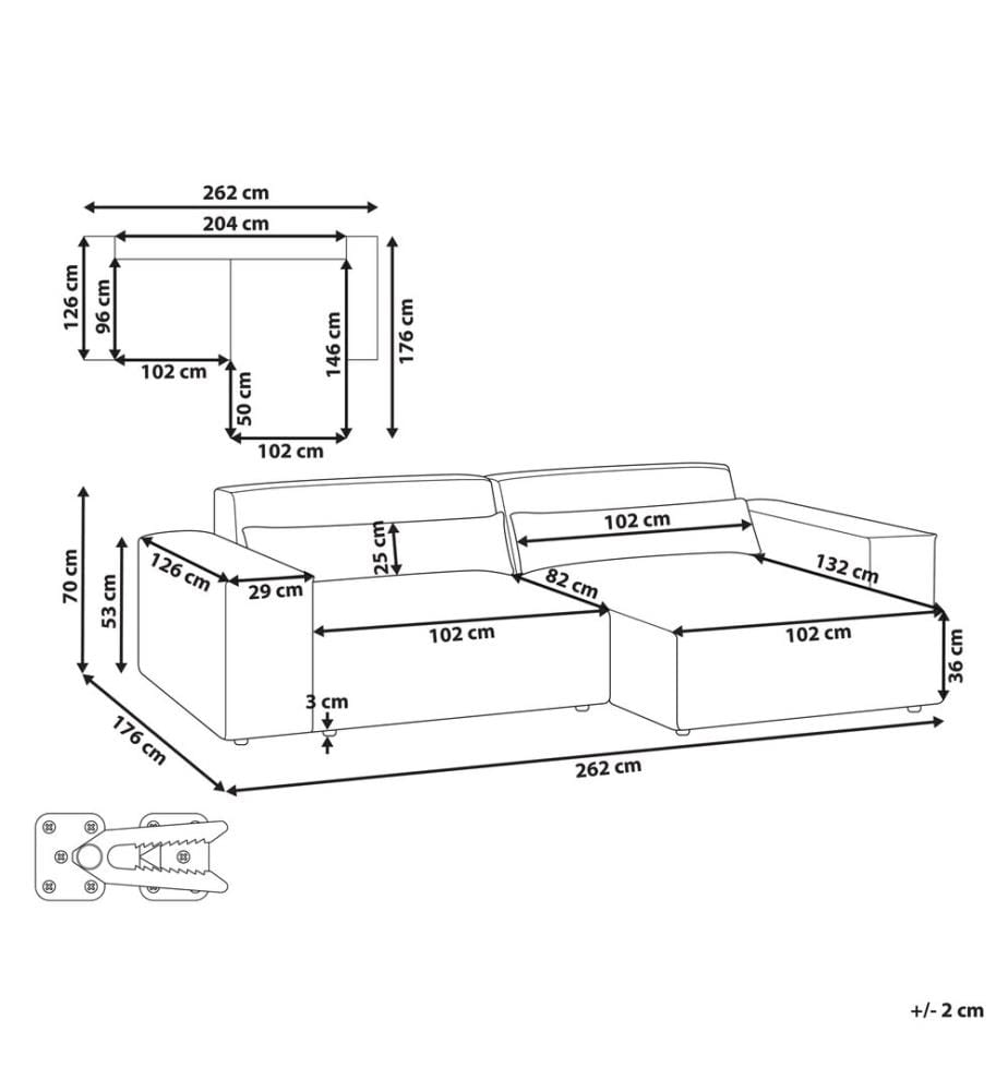 HELLNAR 3-Sitzer Modul Ecksofa linksseitig Cremeweiss Bouclé