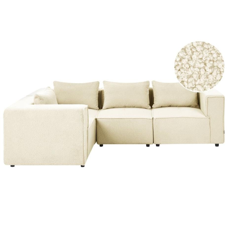 AXEBO 4-Sitzer Modul Ecksofa rechtsseitig Cremeweiss Bouclé