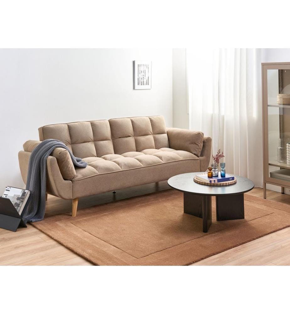 Schlafsofa 3-Sitzer ASBY Stoff Hellbraun