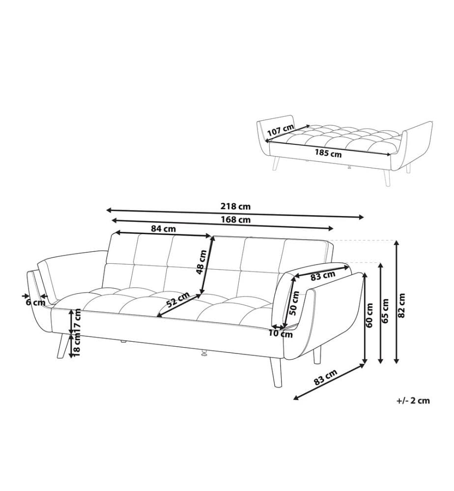 Schlafsofa 3-Sitzer ASBY Stoff Hellbraun