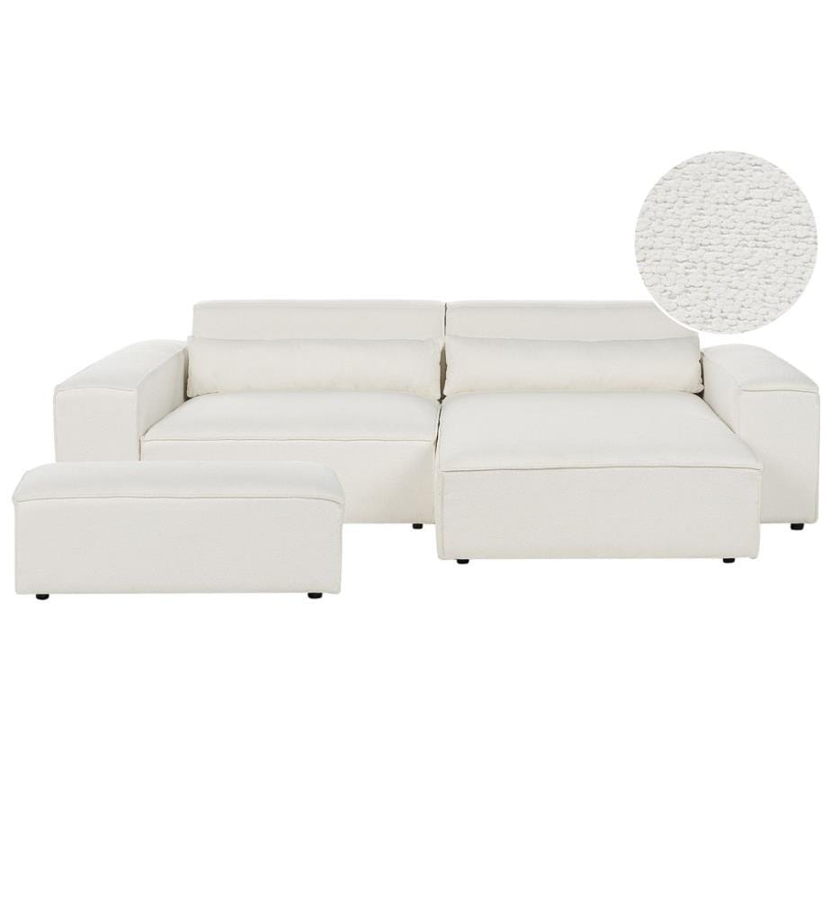 HELLNAR 3-Sitzer Modul Ecksofa linksseitig Cremeweiss Bouclé mit Ottomane