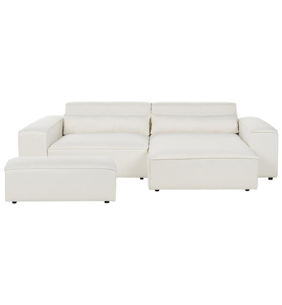 HELLNAR 3-Sitzer Modul Ecksofa linksseitig Cremeweiss Bouclé mit Ottomane