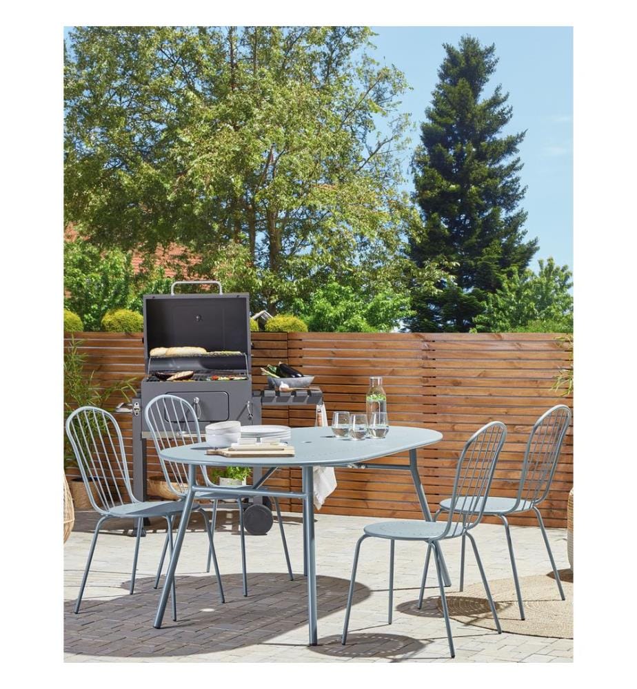 Set mit 8 Stühlen CALVI Metall Hellblau