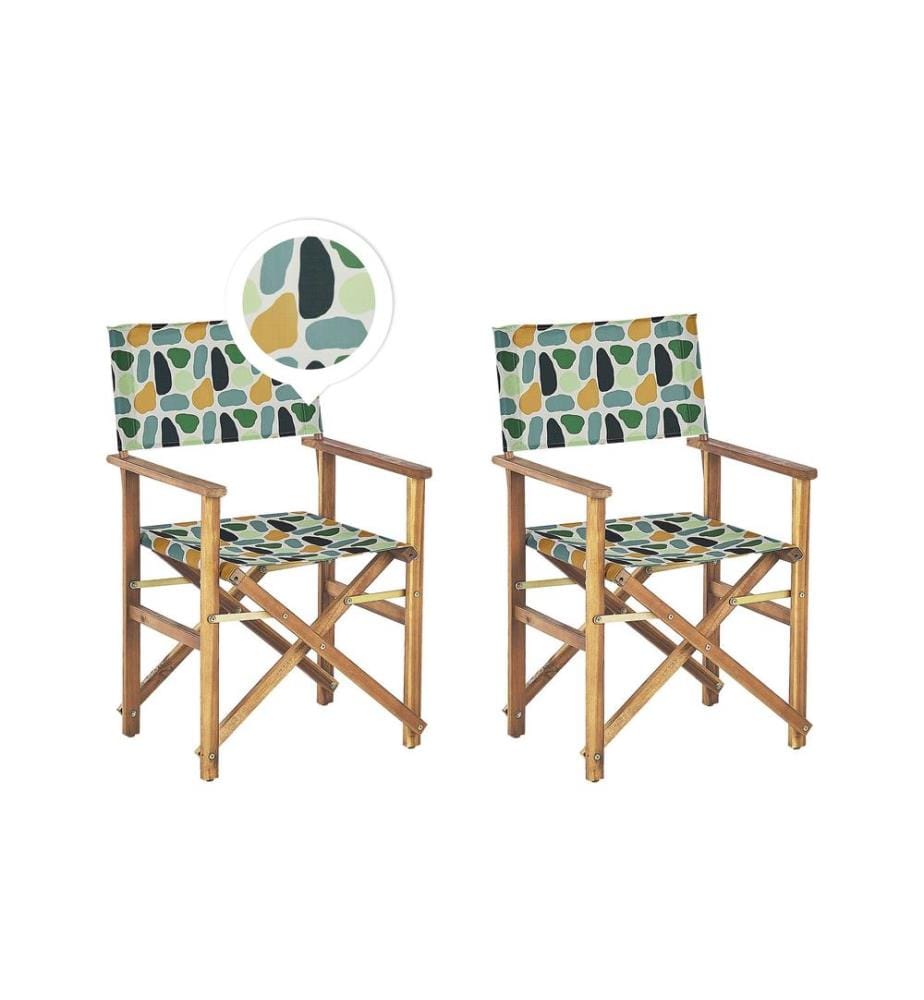 Gartenstuhl 2er Set CINE Akazienholz Bunt