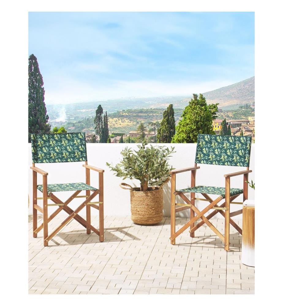 Gartenstuhl 2er Set CINE Akazienholz Dunkelgrün