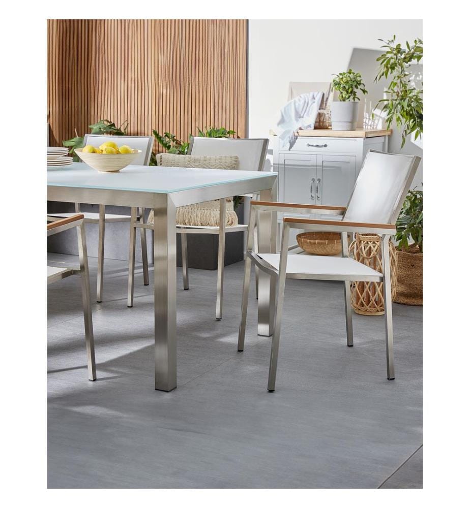 Gartenstuhl 4er Set GROSSETO Edelstahl Weiss