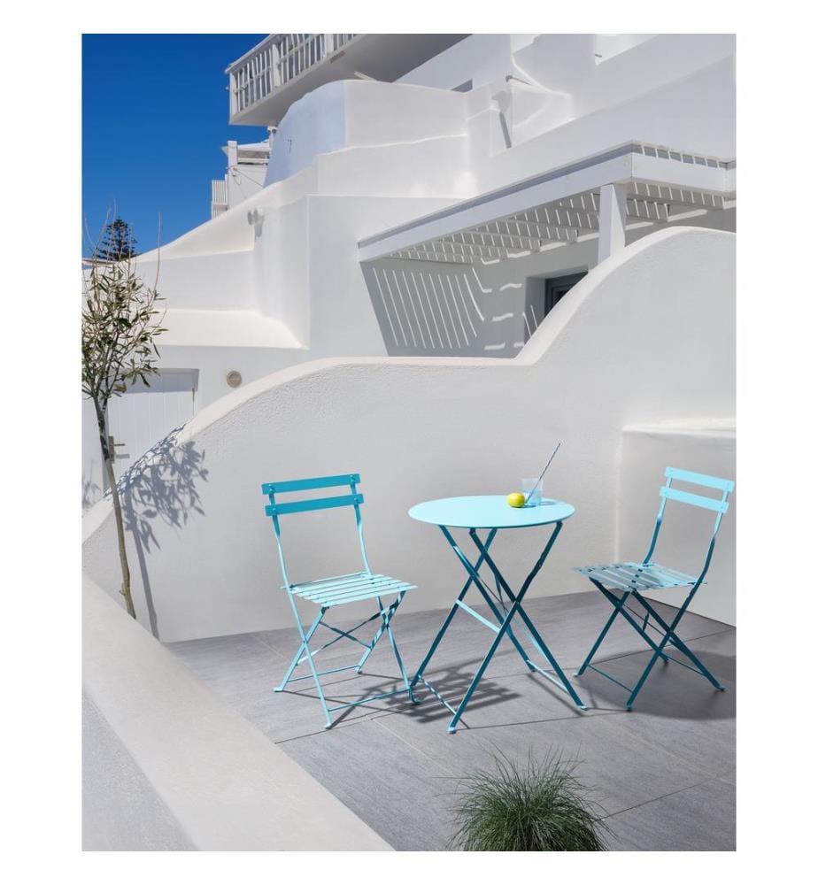 Ensemble bistrot Pliant FIORI Métal Turquoise