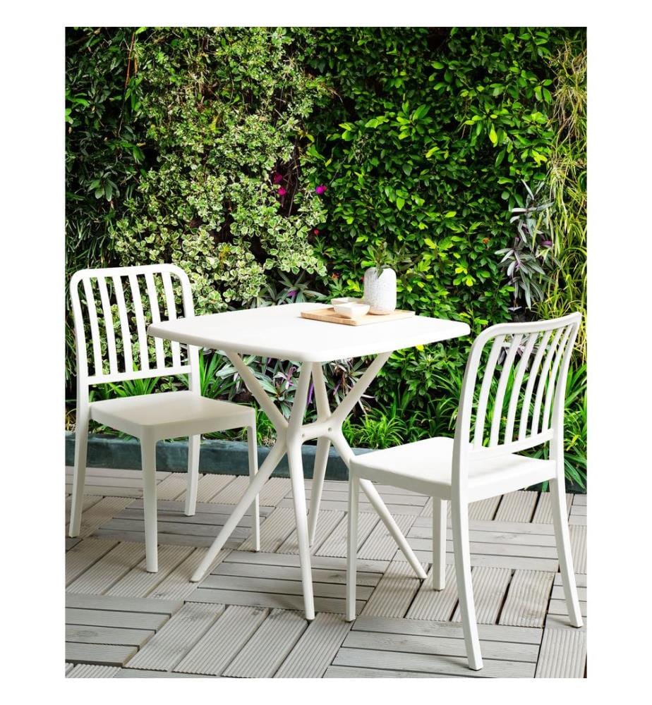 Gartenstuhl 2er Set SERSALE Kunststoff Weiss