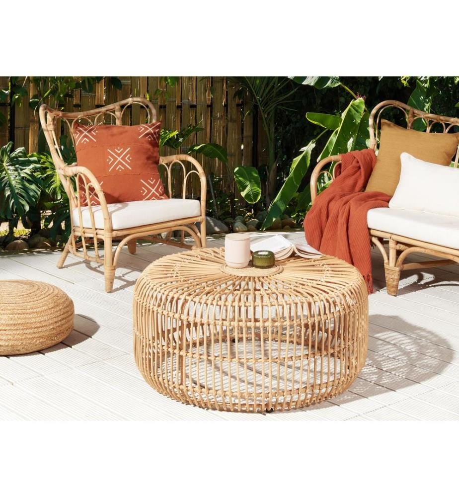 Table basse de jardin RANDAZZO 85 cm 85 cm Rotin Marron clair