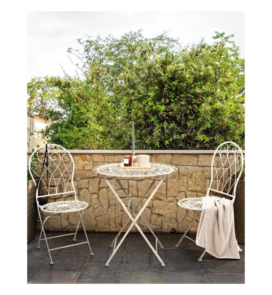 Gartenstuhl 2er Set STIFFE Metall Weiss