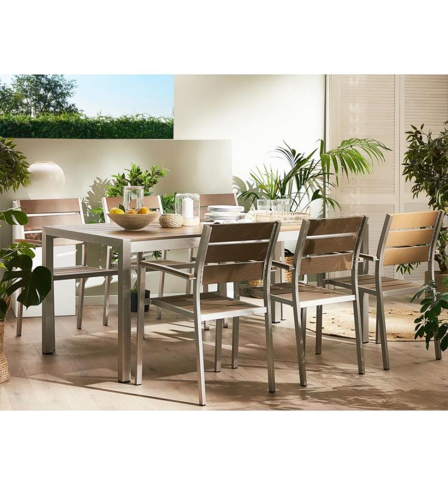 Gartentisch VERNIO 180 cm 90 cm Metall Braun