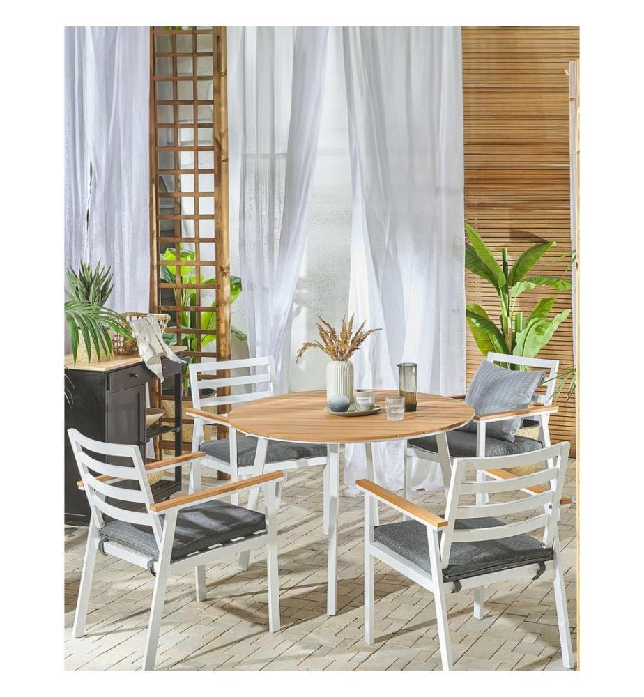 Set mit 4 Stühlen und Sitzkissen CAVOLI Metall Grau