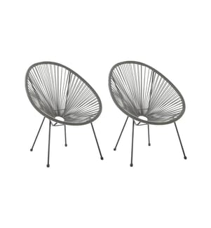 Set di 2 sedie da giardino ACAPULCO II Rattan sintetico (PE) Grigio scuro