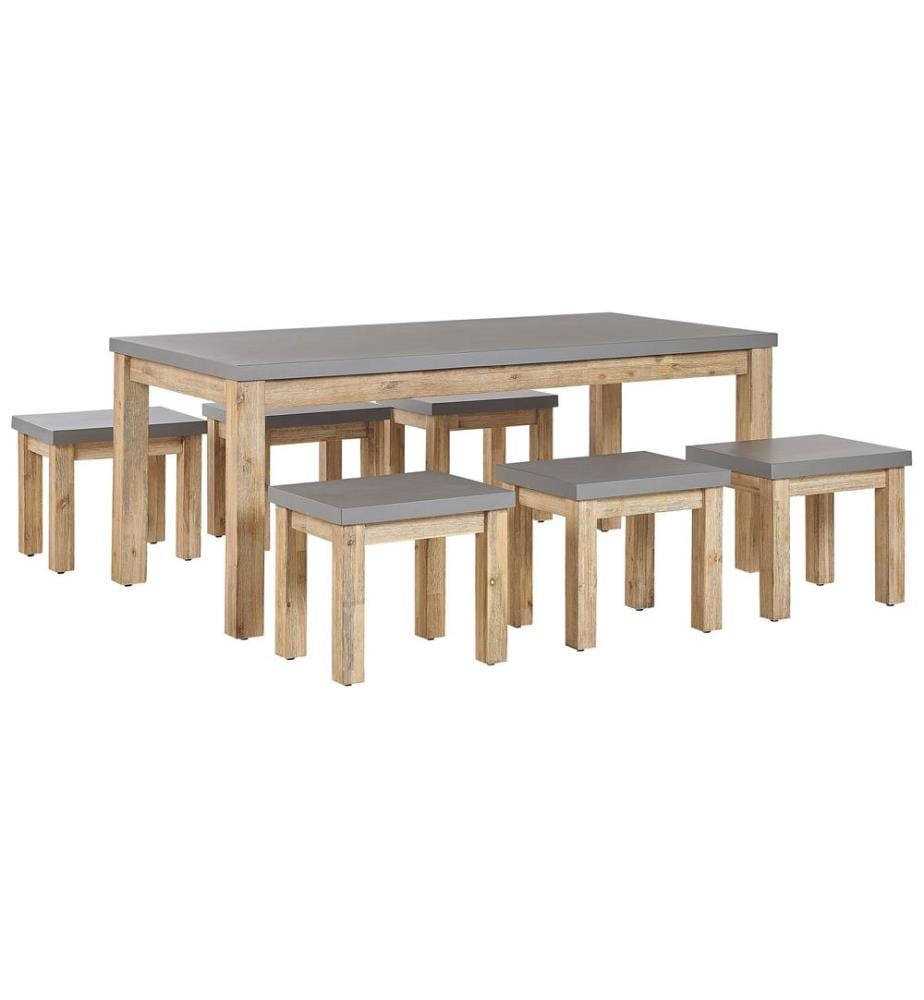 Garden Dining Set with Stools 6 Seater OSTUNI Concrete Grey